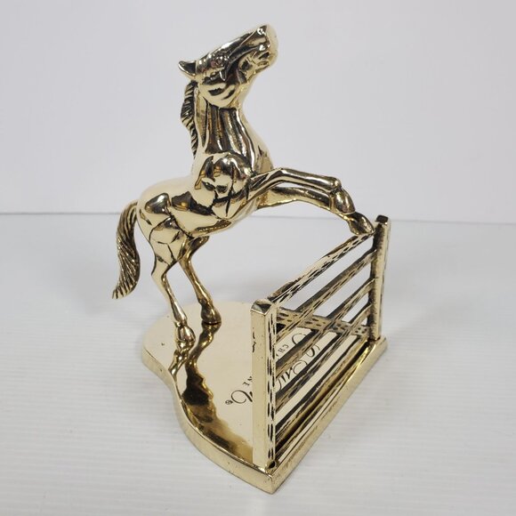 Vintage Great Western Champagne Brass Rearing Horse Figurine Equestrian Bar Deco - Picture 12 of 16